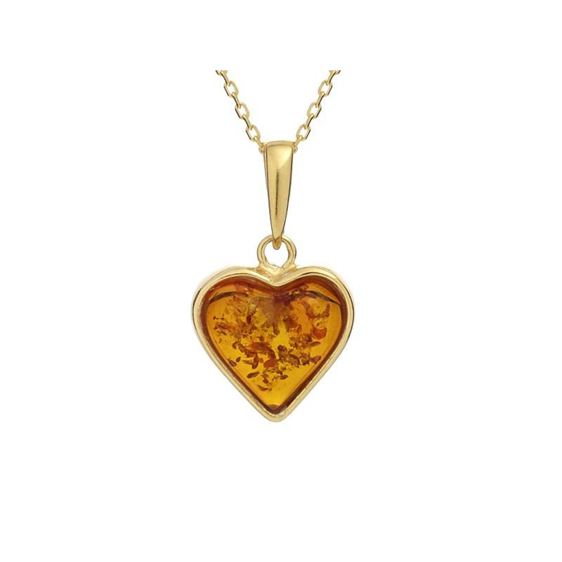 Ciondolo cuore ambra cognac, per portare l'amore — foto 1
