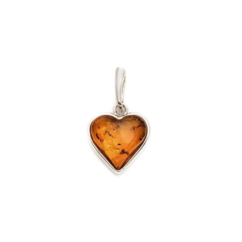 Ciondolo cuore ambra cognac, per portare l'amore dentro — foto 1