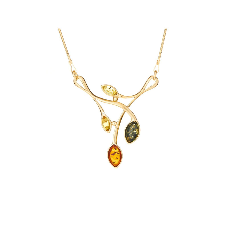 Collana in argento dorato con ambra multicolore, per celebrare la tua luce interiore — foto 1