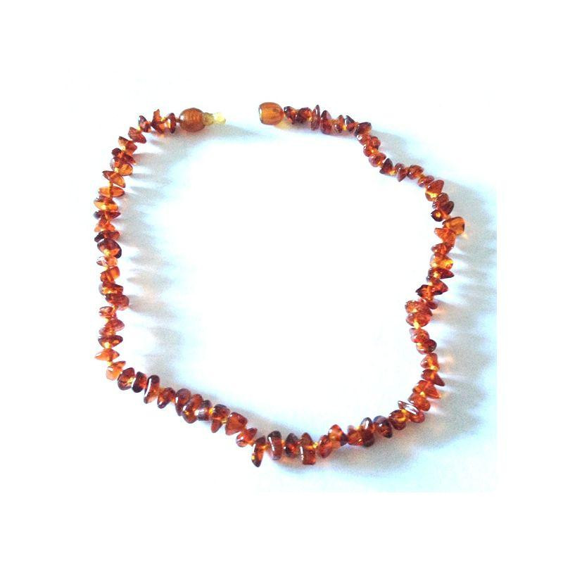 Collana per bambini con scaglie d'ambra cognac, chiusura a clip, lunghezza 32 - 33 cm, Per ricordare la semplicità dell — foto 1