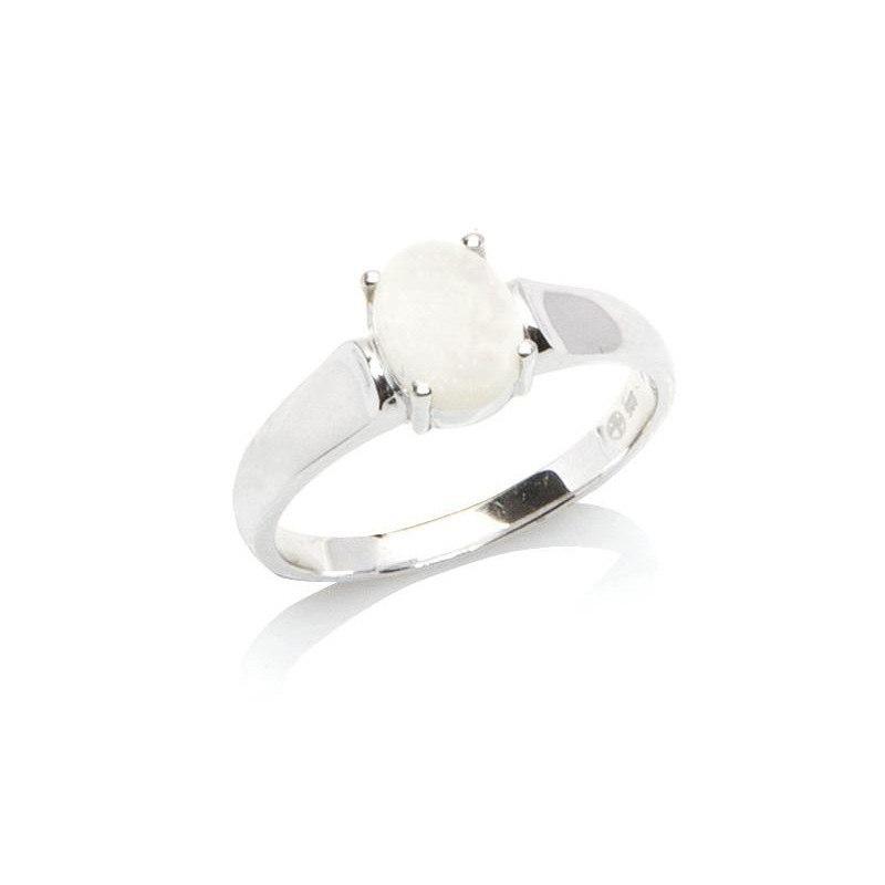 Anello in argento 925 rodiato con opale bianco australiano, per custodire la tua luce — foto 1