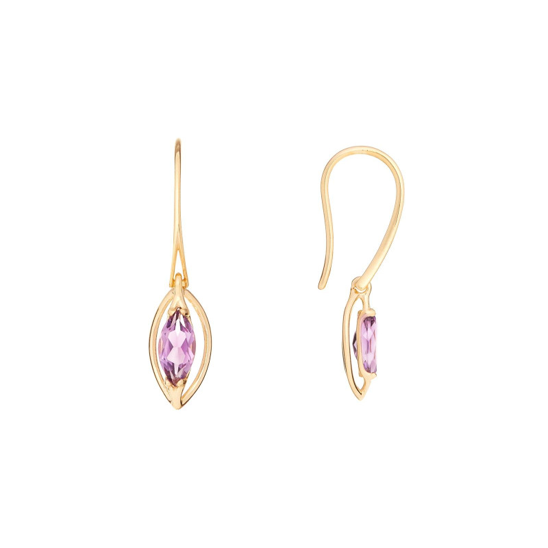 Orecchini con ametista viola naturale, in oro 750 — foto 1