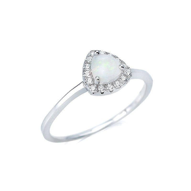 Anello triangolare con opale e zirconio, per ricordare l'essenza — foto 1