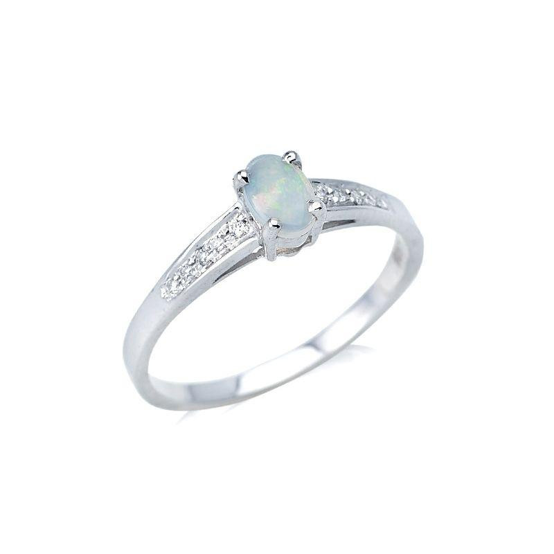 Anello in argento 925 rodiato con opale ovale e zircone, per celebrare la tua luce — foto 1
