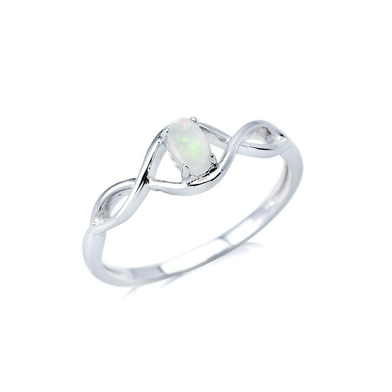 Anello con opale bianco australiano naturale ovale, in argento 925 rodiato, Simbolo di purezza e semplicità per la vita — foto 1