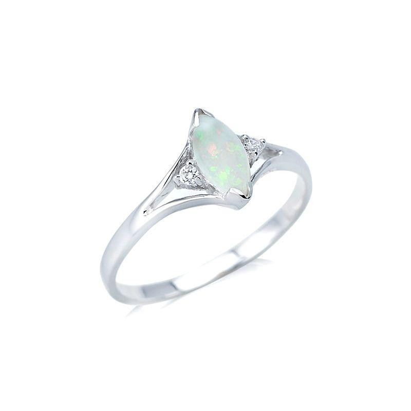 Anello opale navetta australiano bianco, per onorare le origini — foto 1