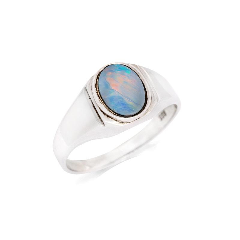 Anello sigillo opale bianco australiano ovale, per portare l'integrità — foto 1