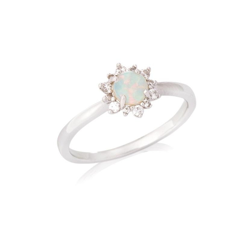 Anello in argento 925 rodiato con opale tondo, per custodire la tua luce interiore — foto 1