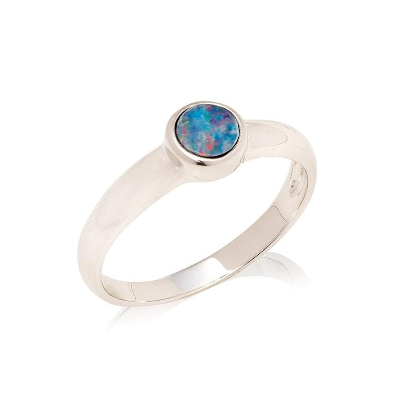 Anello opale blu tondo australiano, per racchiudere il mare — foto 1