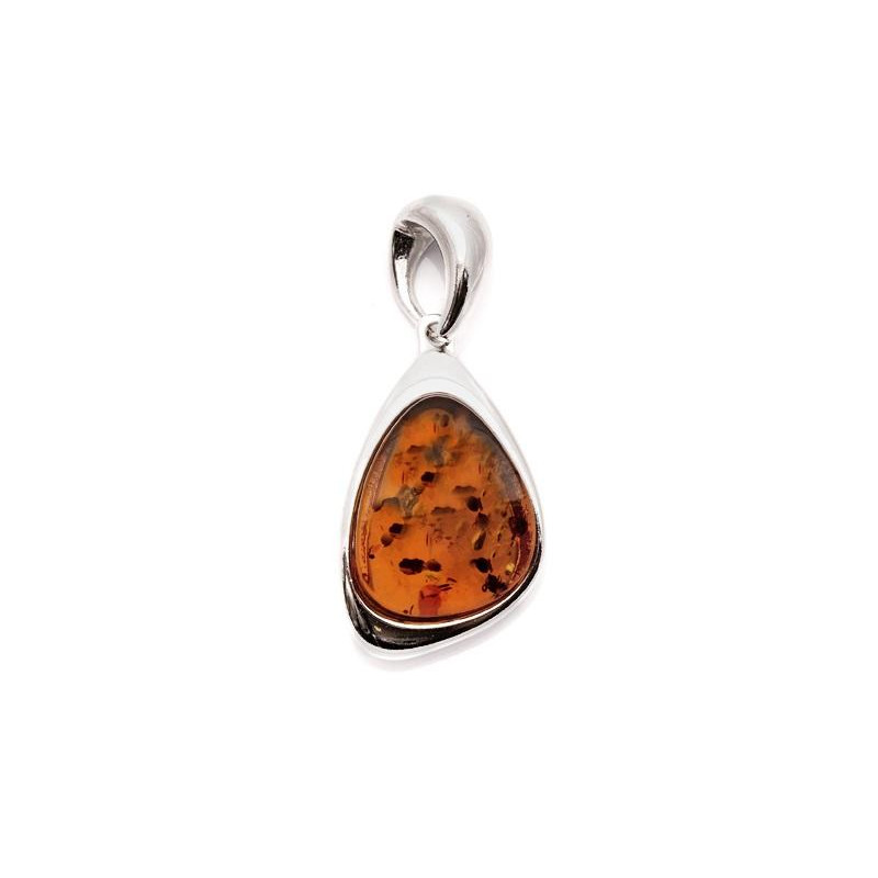 Ciondolo in argento 925 rodiato con goccia di ambra cognac, per custodire luce e ricordi — foto 1