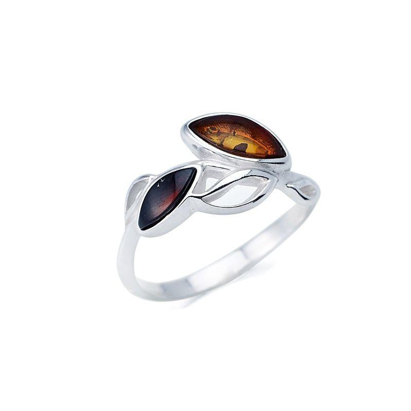 Anello di ambra baltica multicolore in argento rodiato, per custodire la tua luce — foto 1