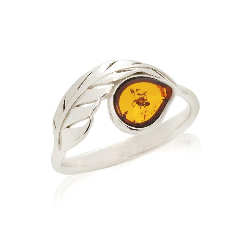 Anello con ambra del Mar Baltico in argento 925 a tono, per portare con te la luce del mare — foto 1