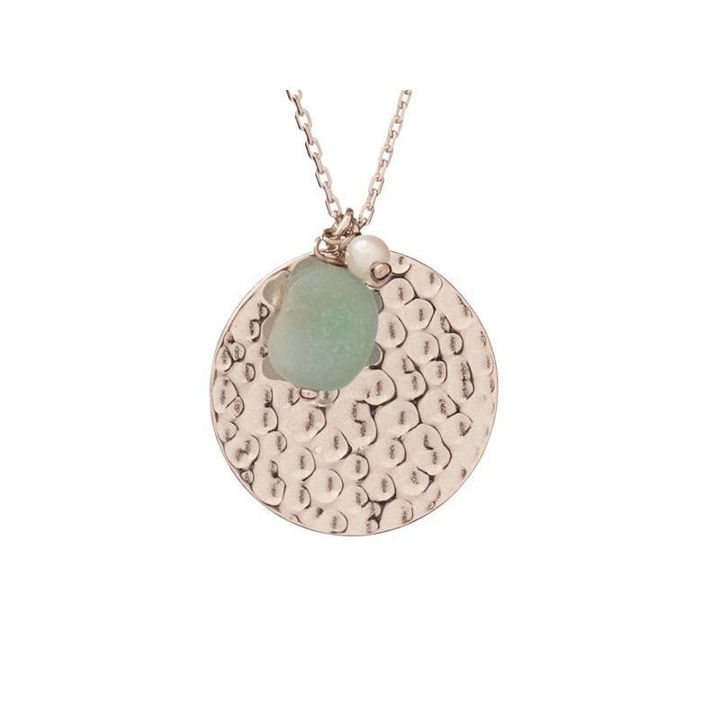 Collana di argento rodiato con amazzonite e perle per proteggere il tuo equilibrio interiore, per trovare pace dentro d — foto 1