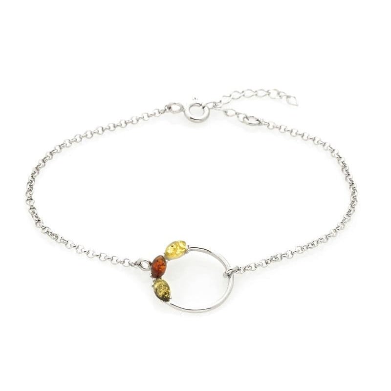 Bracciale in argento rodiato con ambra a navetta multicolore, per celebrare la tua unicità — foto 1