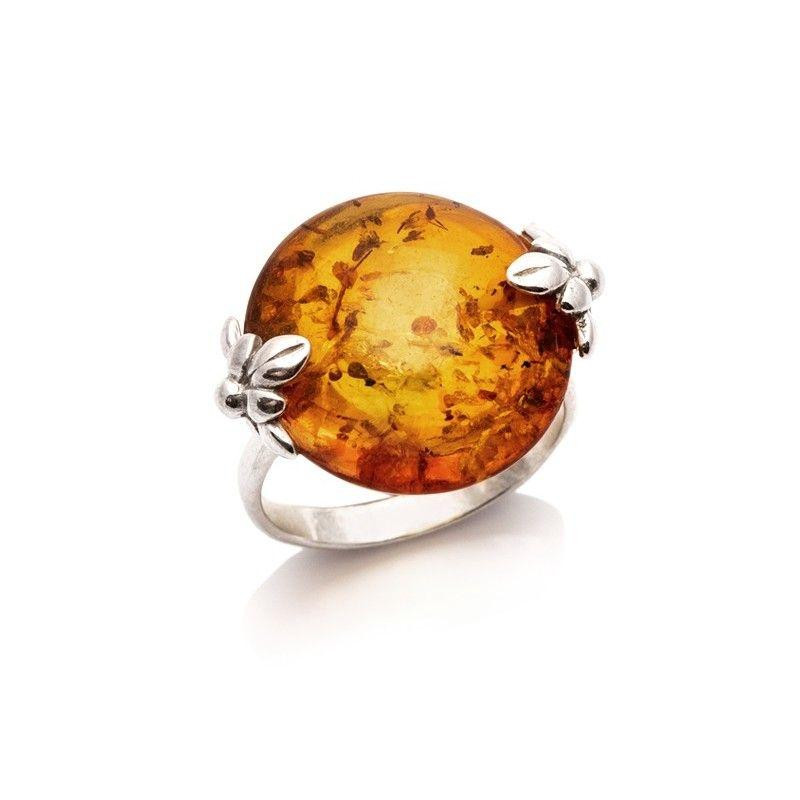 Anello pietra tonda ambra cognac, per raccontare storie — foto 1