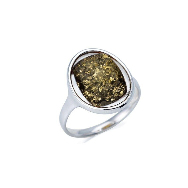 Anello grande pietra ovale ambra verde, per evocare i tuoi sogni — foto 1