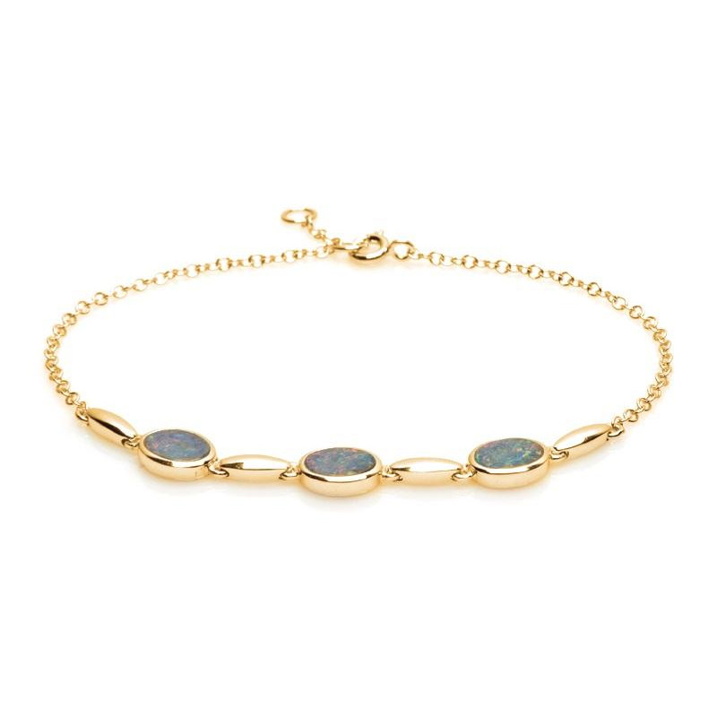 Bracciale in argento 925 con opale blu ovale, per custodire la tua serenità — foto 1