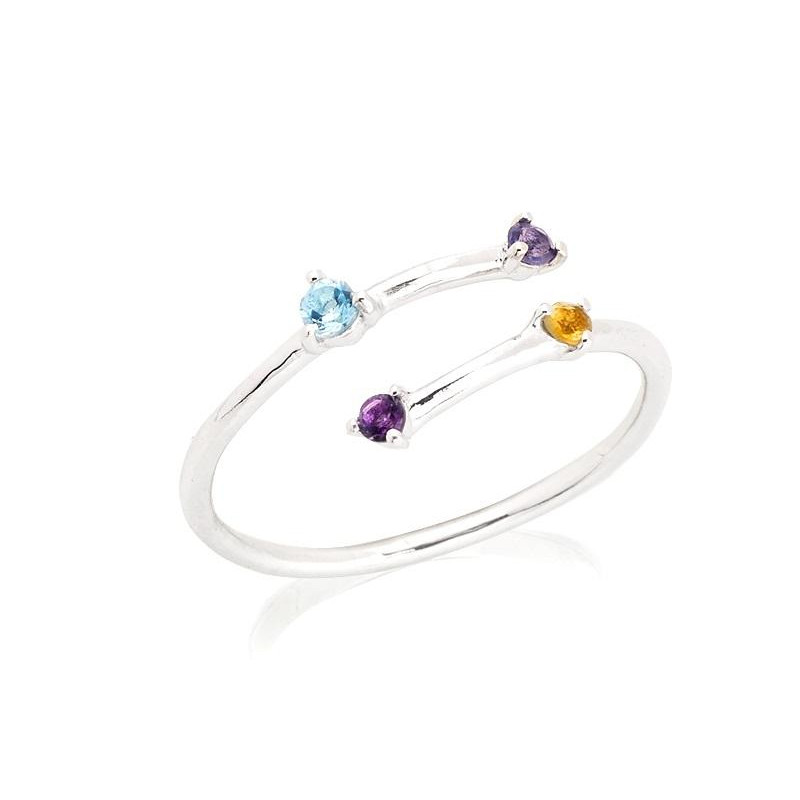 Anello tondo multipietra, topazio multicolore naturale, argento 925 rodiato, per condividere i tuoi gioiri — foto 1