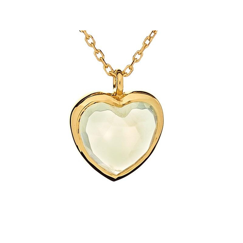 Collana cuore in argento dorato 925 con pietra verde naturale, per custodire il tuo amore — foto 1