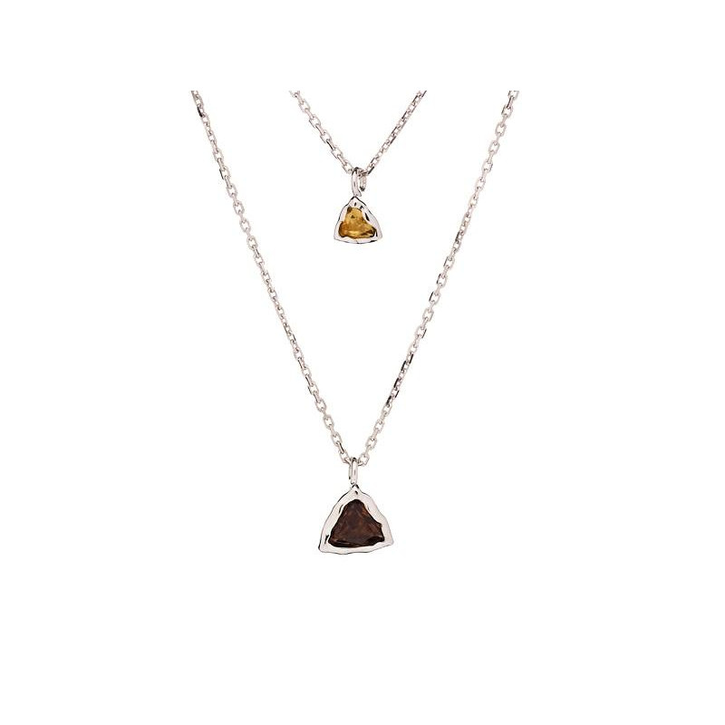 Collana triangolo, quarzo naturale e giallo, argento 925 rodiato, per trasmettere le tue intenzioni — foto 1