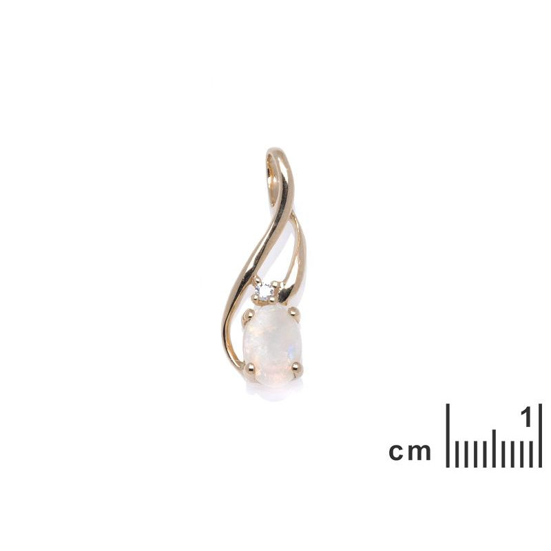 Pendente con opale australiano e diamanti, in oro 750/1000 — foto 1