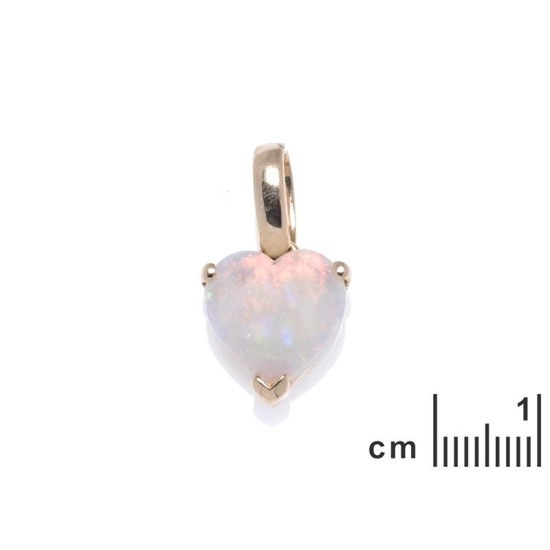 Ciondolo cuore con opale bianco naturale proveniente dall'Australia, in oro 750/1000 — foto 1