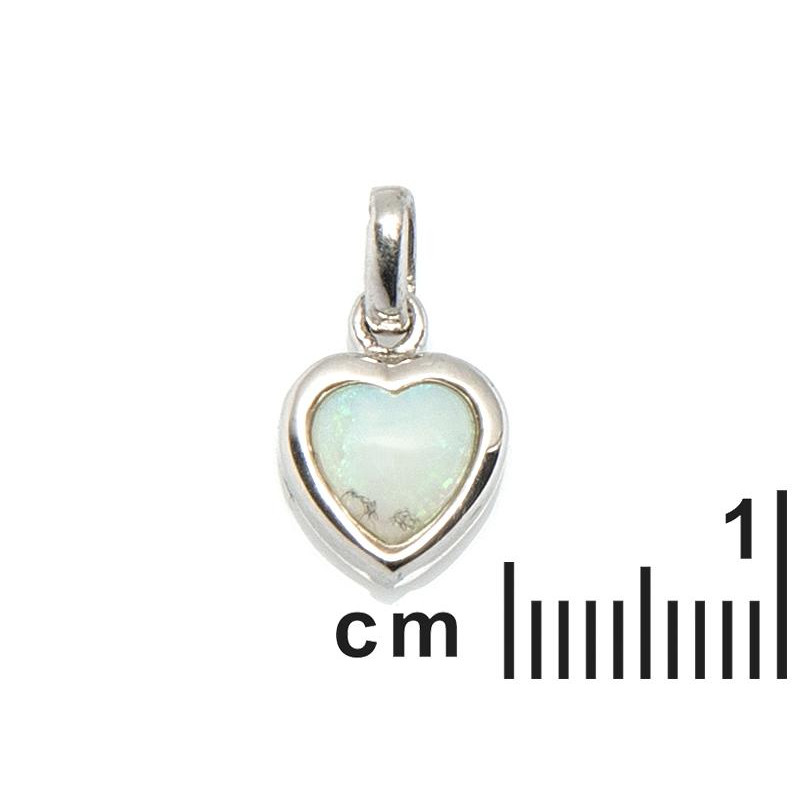 Ciondolo cuore opale bianco, Amore puro — foto 2