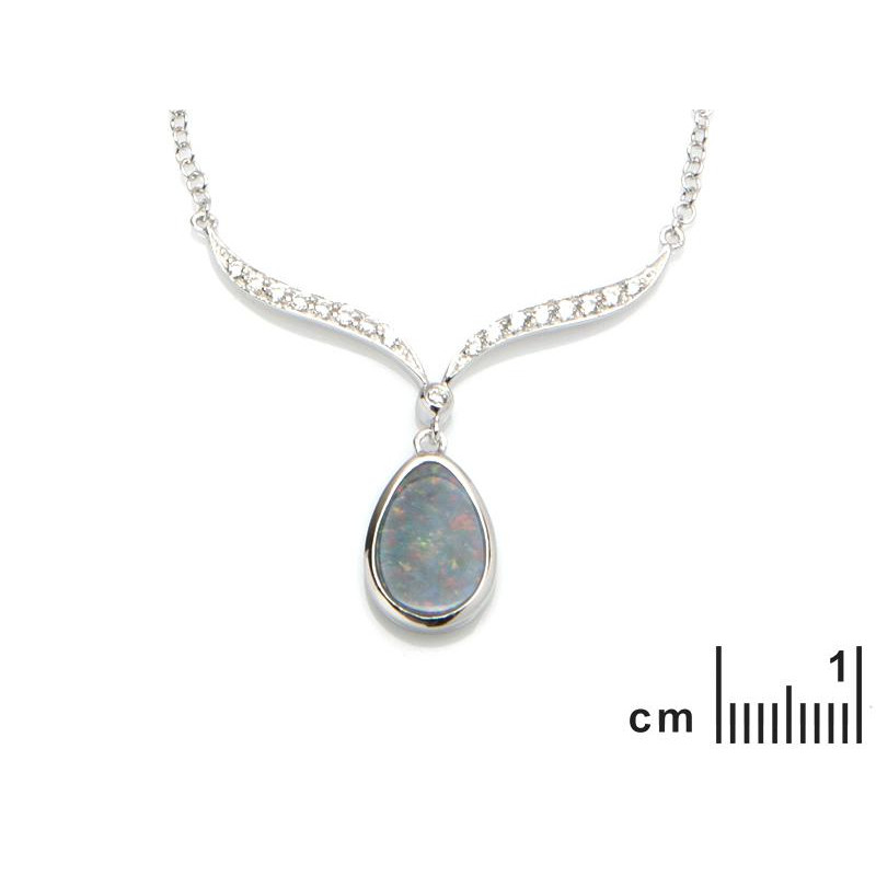 Collana in argento rodiato con opale e zircone, per illuminare ogni tuo gesto — foto 2
