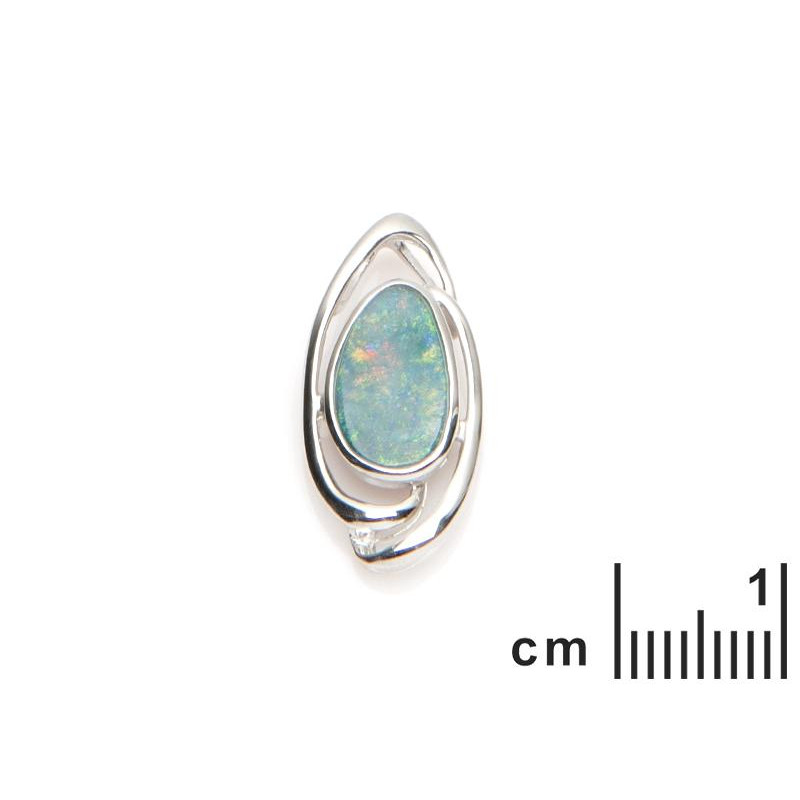 Ciondolo in argento rodiato con opale blu ovale australiano, per custodire la tua pace — foto 2