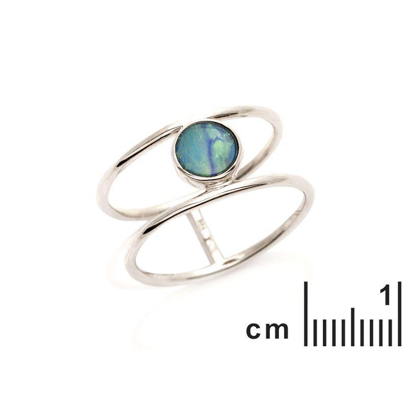 Anello opale blu tondo australiano, per evocare l'oceano — foto 2