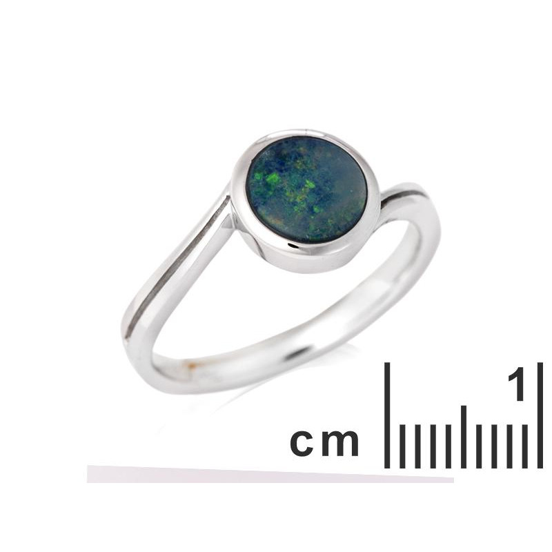 Anello in argento 925 rodiato con opale blu australiano, per custodire la tua serenità — foto 2