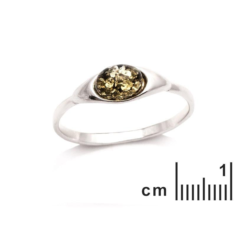 Anello in argento rodiato con ambra verde del Mar Baltico, per custodire la tua unicità — foto 2