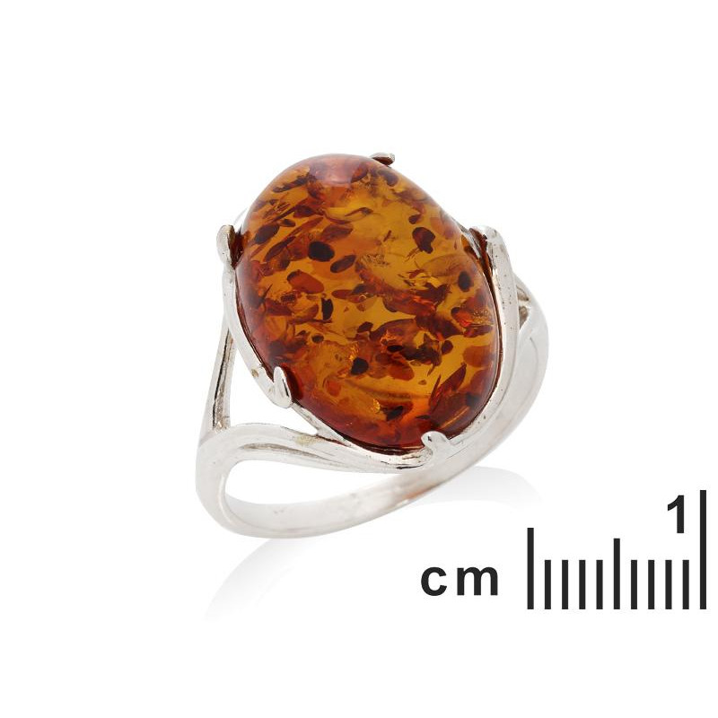 Anello in argento rodiato con ambra cognac del Mar Baltico, per custodire la tua luce — foto 2