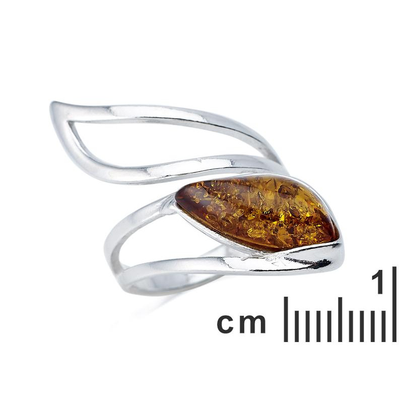 Anello di ambra della navetta del Mar Baltico in argento rodiato, per evocare il ricordo della tua terra d'origine — foto 2