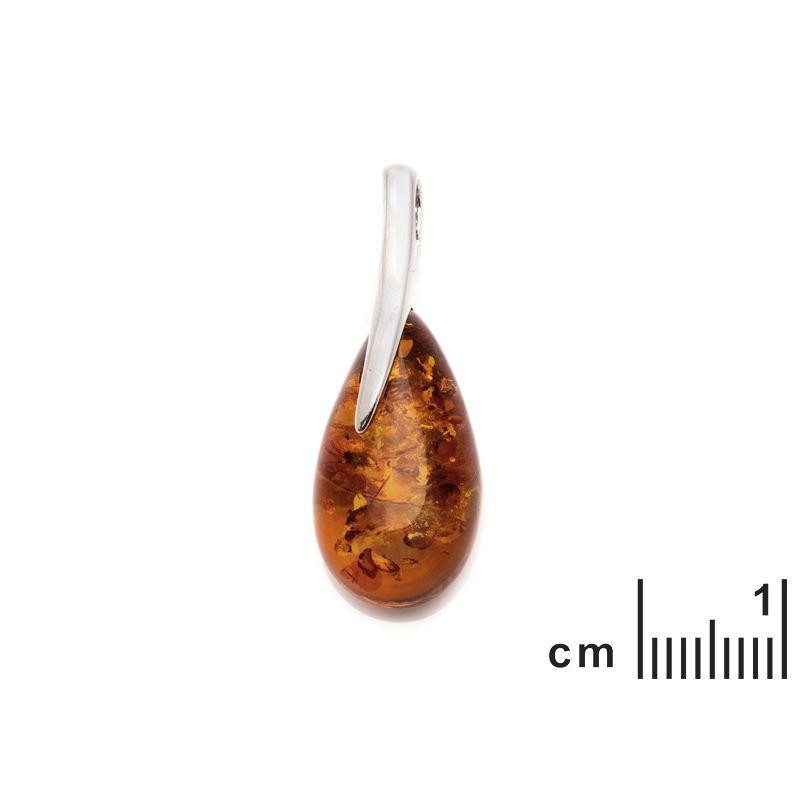 Ciondolo con goccia di ambra cognac, argento 925 rodiato - Per indossare la ricchezza della memoria — foto 2