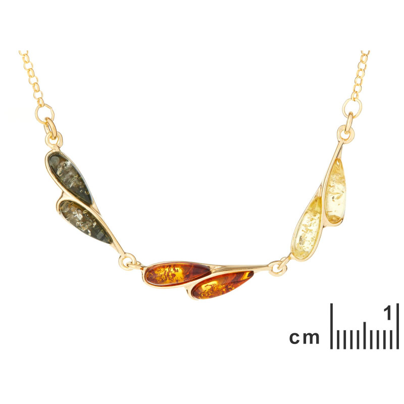 Collana in argento dorato 925 con ambra multicolore, 42 cm, per custodire la luce dei ricordi — foto 2