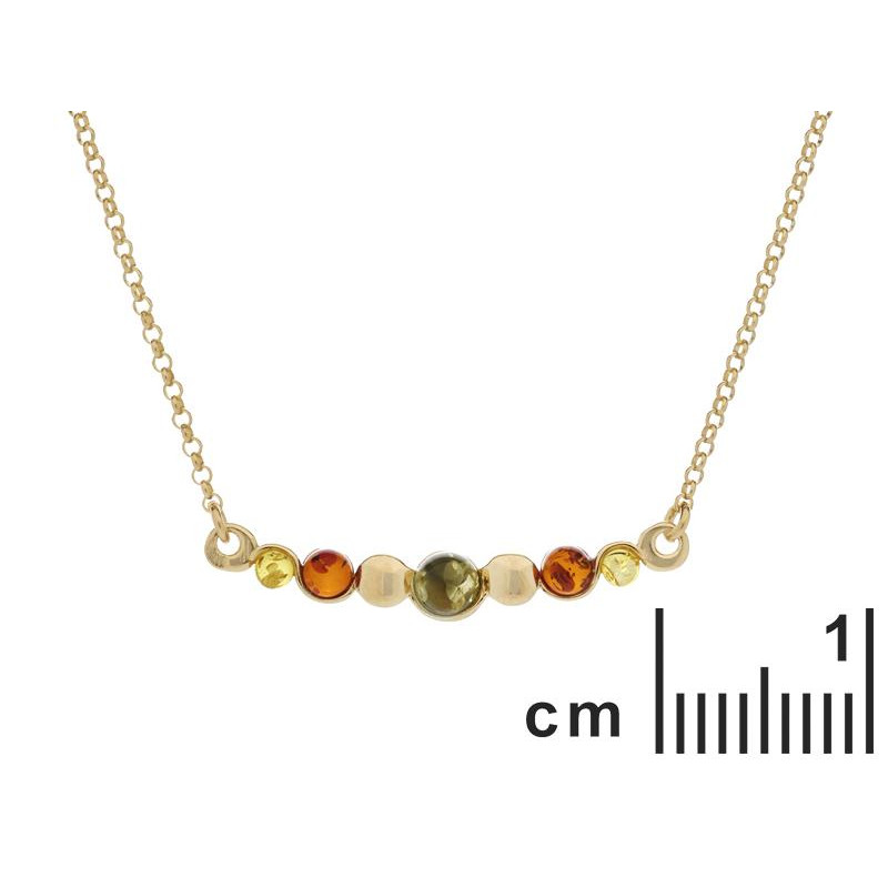 Collana in argento dorato 925 con ambra multicolore, 42 + 4 cm, per celebrare la tua unicità — foto 2