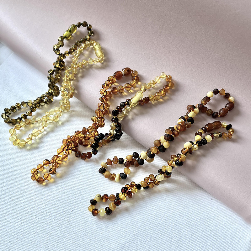 Collana di ambra miele per bambini, chiusura a clip, 32‑33 cm, per custodire dolci ricordi d’infanzia — foto 3