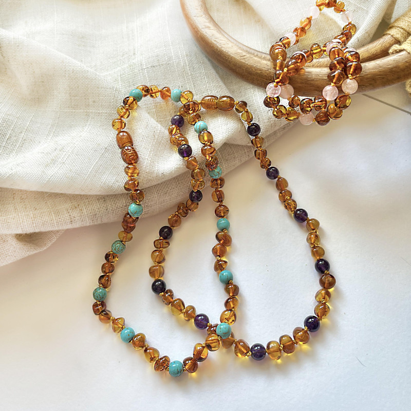 Collana per bambini ambra e turchese, protezione e dolcezza — foto 2