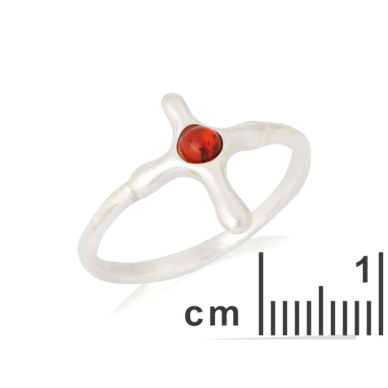 Anello croce ambra cognac, per custodire la tua fede — foto 2