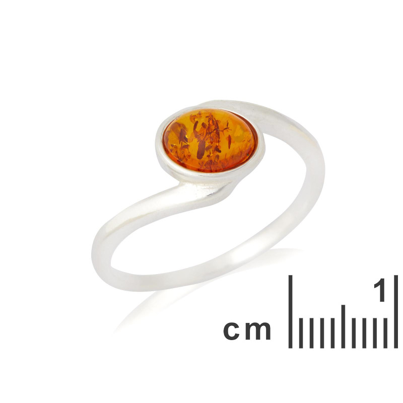 Anello con ambra cognac naturale del mar baltico ovale realizzato in argento 925 rodiato — foto 2