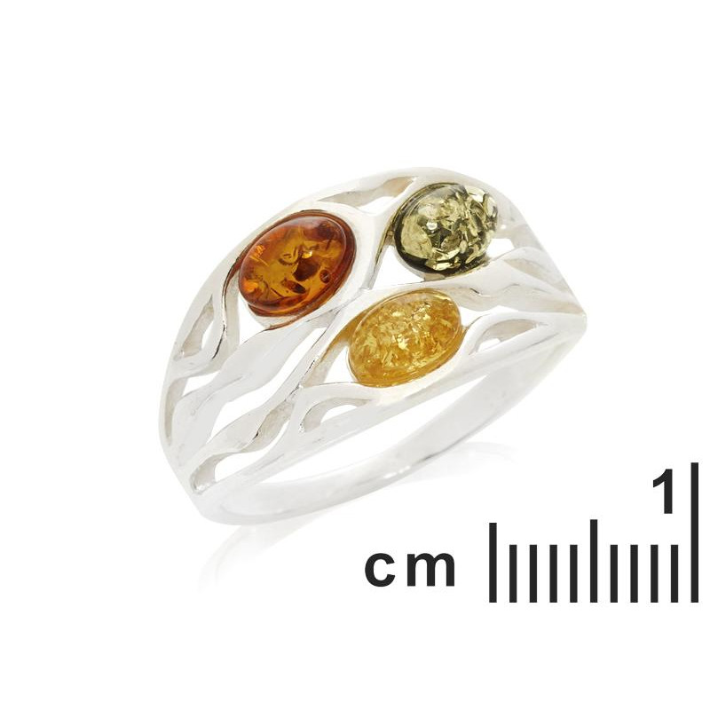 Anello con ambra di ambra del Mar Baltico ovale in argento rodiato, per portare con te un ricordo naturale — foto 2