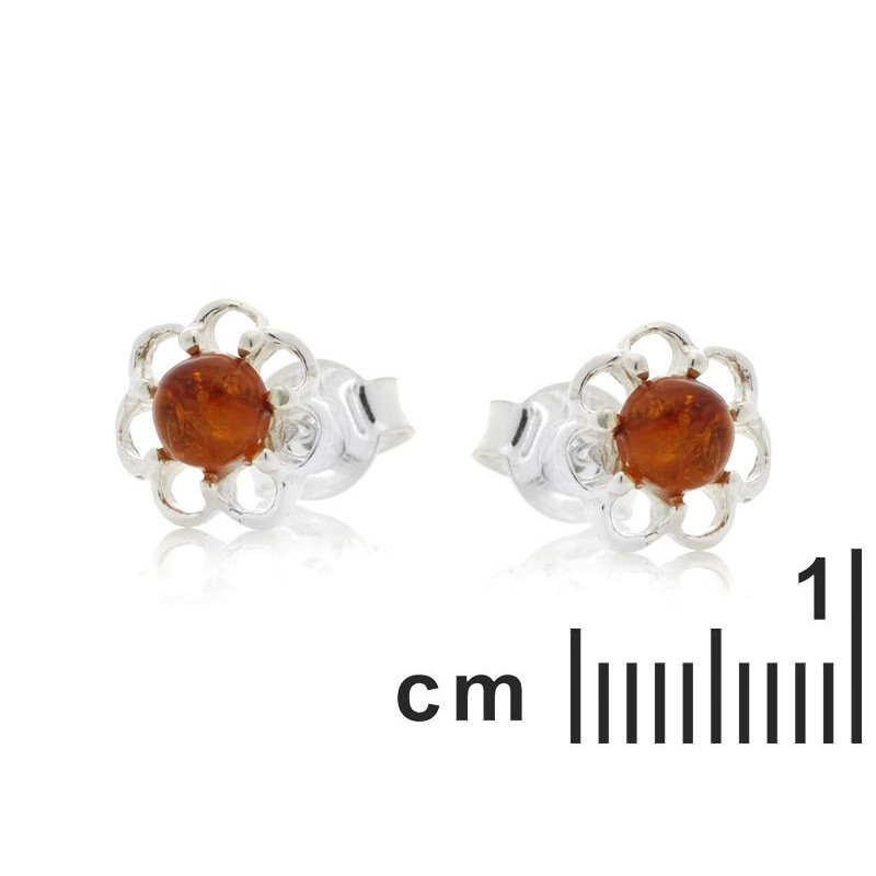 Orecchini in argento rodiato con ambra cognac, per custodire la tua luce interiore — foto 2