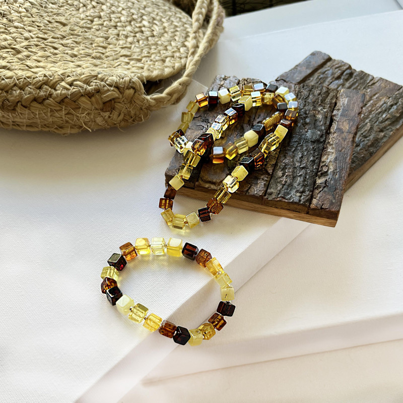 Collana con cubo di ambra naturale multicolore del Mar Baltico, 50 cm, per custodire la luce dei ricordi — foto 4