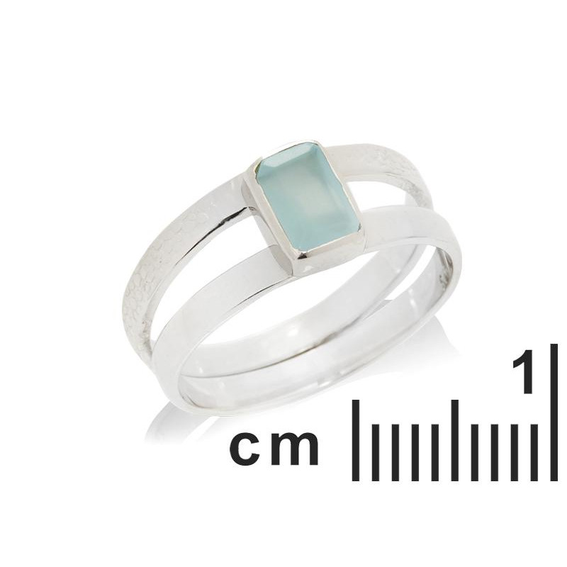 Anello con calcedonio blu naturale, per custodire i tuoi sogni, in argento 925 rodiato — foto 2
