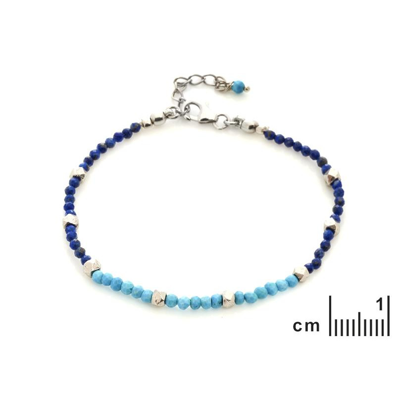Bracciale in argento rodiato con zaffiri e turchesi, per custodire la tua luce interiore — foto 2