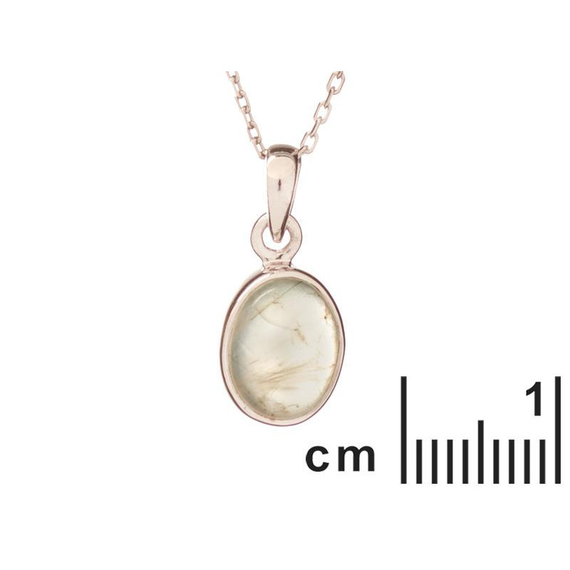 Ciondolo in argento rodiato con prehnite verde ovale, per custodire serenità — foto 2
