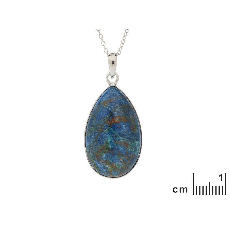 Pendente a goccia in argento 925 rodiato con shattuckite blu, per custodire la tua luce — foto 2