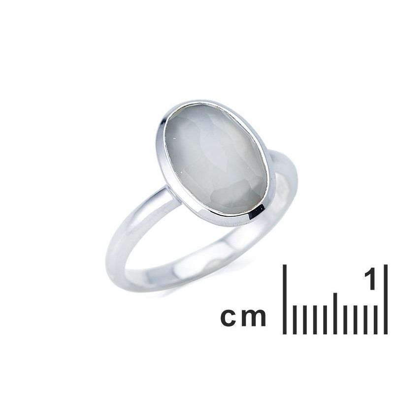 Anello in argento 925 rodiato con pietra di luna bianca, per custodire la luce interiore — foto 2