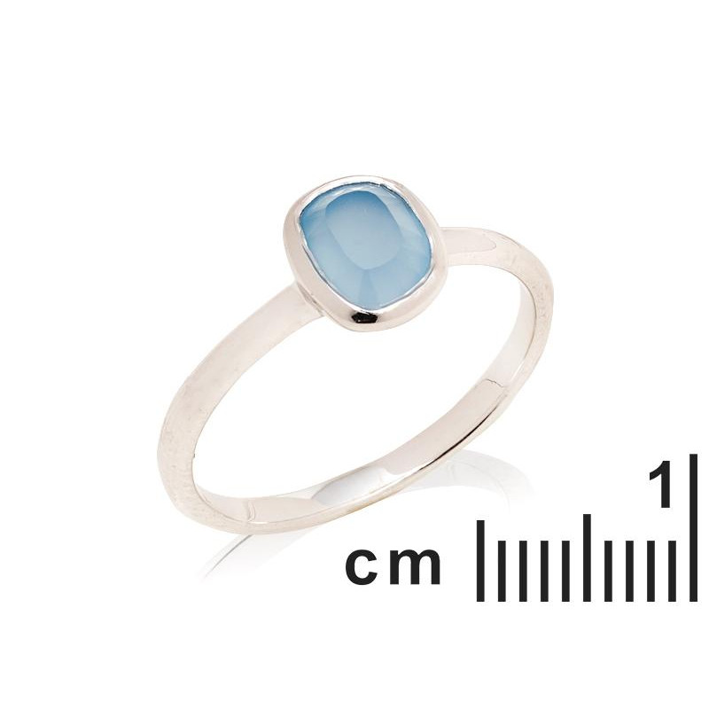 Anello in argento 925 rodiato con calcedonio blu naturale, per custodire la tua serenità — foto 2